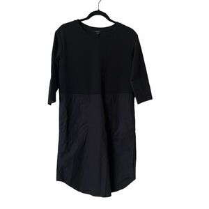 COS Black Short Sleeve T-Shirt Dress with Knit Top, Percale Skirt